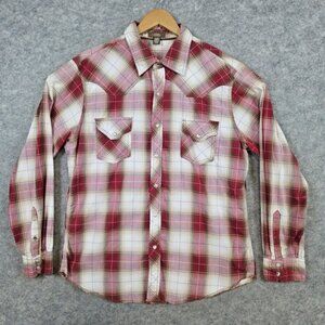 Arizona‎ Jean Co Men's Pink & Ivory Pearl Snap Size L Shirt 100% Cotton Western